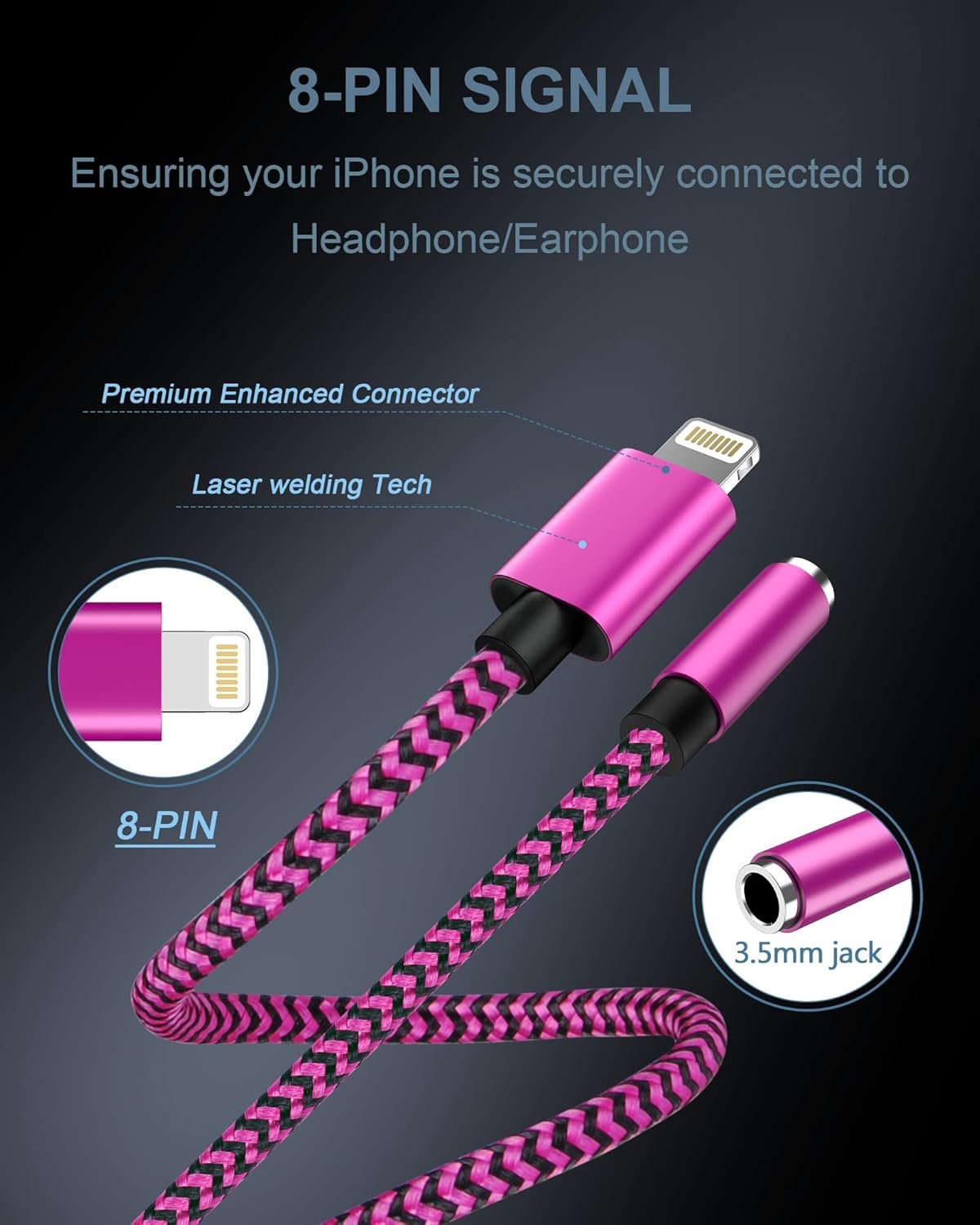 [ MFi Certified] 2Pack iPhone 3.5mm Headphone Adapter, Lightning to 3.5mm Headphone Jack Adapter iPhone Aux Audio Jack Adapter Dongle Cable for iPhone 16 14 13 12 11 Pro Max Plus Mini XR 8 iPad iPod