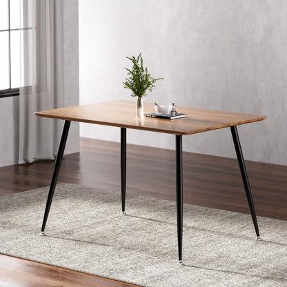 Artiss Dining Table, 120cm Rectangle White Coffee Tables Side Wooden Buffet Desk Lounge Desks Home Living Room Bedroom Kitchen Office Cafe Restaurant Furniture, 4 Seater Steel Legs