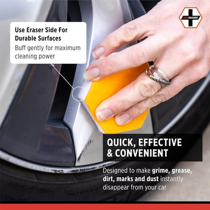 AutoERASERS™ Instant Detailing Car Bikes Wash Sponge, Non-Scratch Car Cleaning Sponge, Dual-Sided Auto Cleaning Sponges Pre-Moistened and Portable for On-The-Go Use, Pack of 3