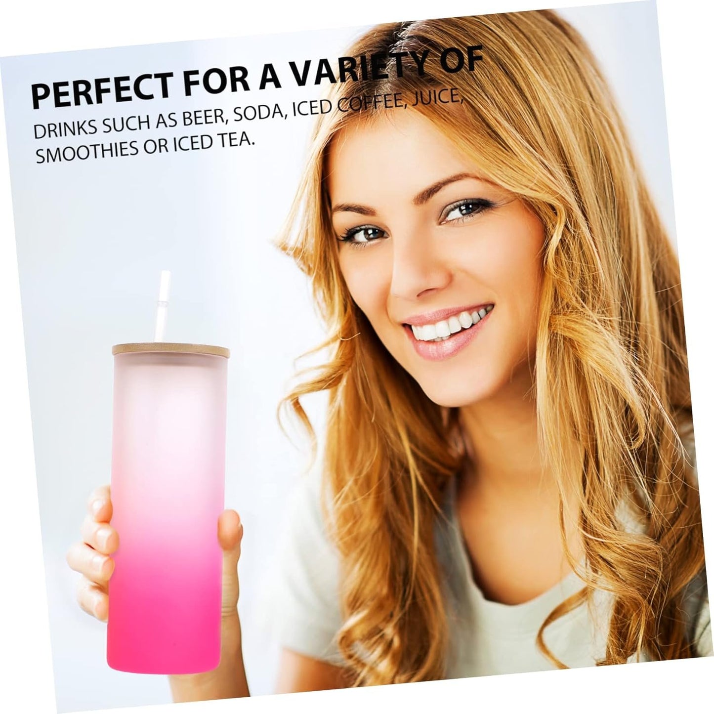 Zerodeko 4Pcs Gradient Sublimation Glass Drinking Cup Frosted Color Changing Tumbler with Lid