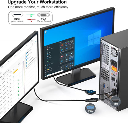 BENFEI HDMI to VGA, Gold-Plated Adapter (Male to Female) for Computer, Desktop, Laptop, PC, Monitor, Projector, HDTV, Chromebook, Raspberry Pi, Roku, Xbox and More - Black