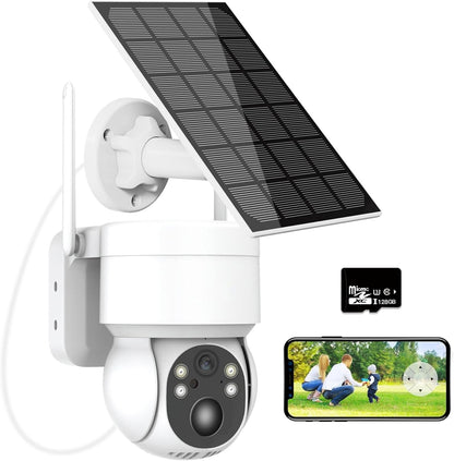 Xmart Salor Security Cameras Wireless Outdoor Ultra HD 2K 4MP Human AI Detection Dual 360Â° View Camera Outside 2.4 GHz WiFi Home Security with Spotlight Color Night Visionï¼ˆInclouded 128G TF Cardï¼‰