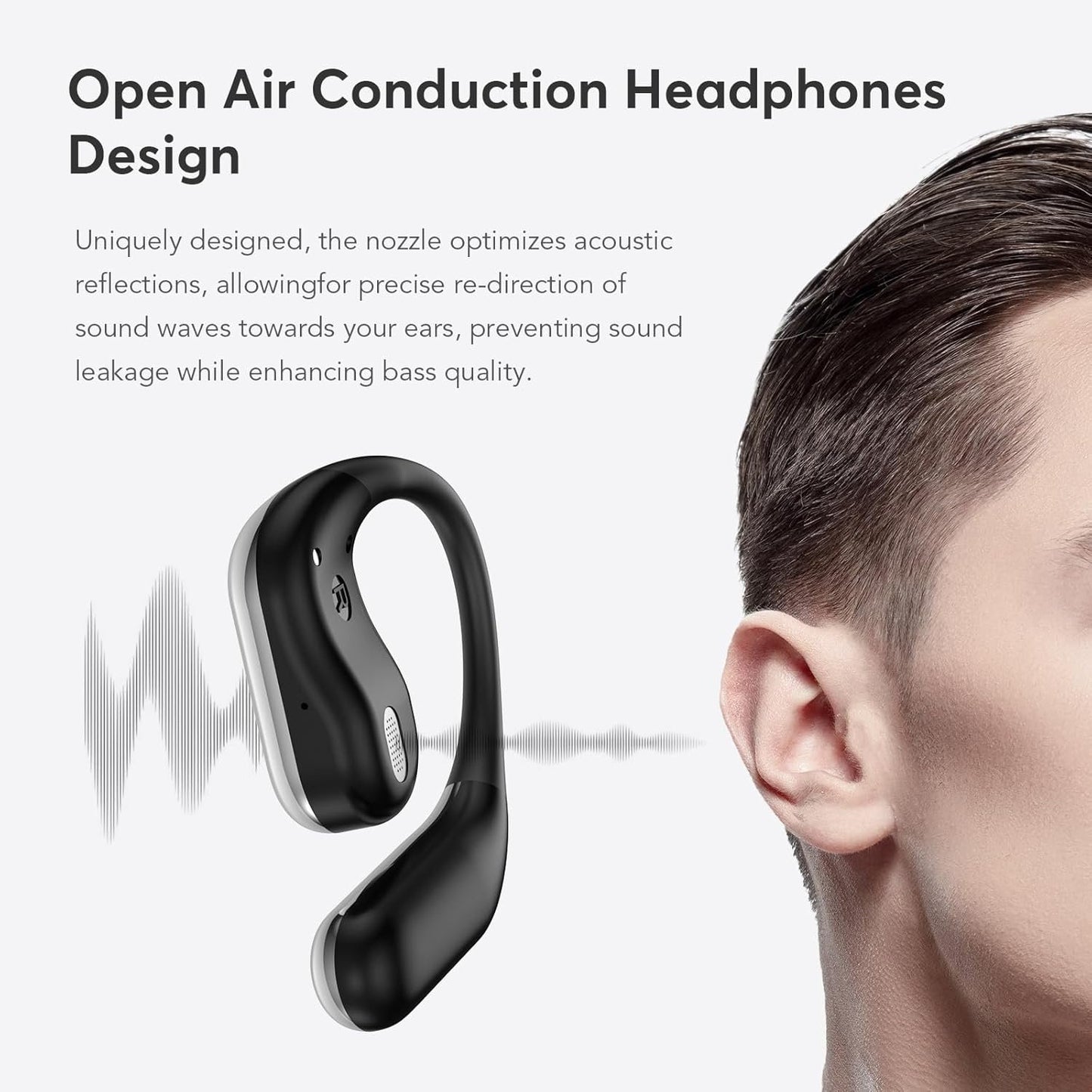 Open Ear Bluetooth Headphones 5.4 Ear Clip Wireless Earbuds with 4 HD Mics and 50 Hours Playtime Dual LED Display Charging Case Sports Ear Buds for Running/Workout, 2025 New Bone Conduction Headphones