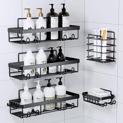 Adhesive Shower Caddy Organizer Shelves Rack - 5 Pack Corner Bathroom Storage Organization, Home & Kitchen Decor Inside RV Accessories, Hanging First Apartment Household Camper Essentials