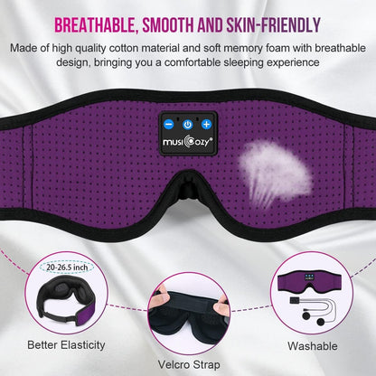 MUSICOZY Sleep Headphones Bluetooth Headband Breathable 3D Sleeping Headphones, Wireless Music Eye Mask Sleep Earbuds for Side Sleepers Women Office Air Travel Cool Tech Gadgets Unique Gifts