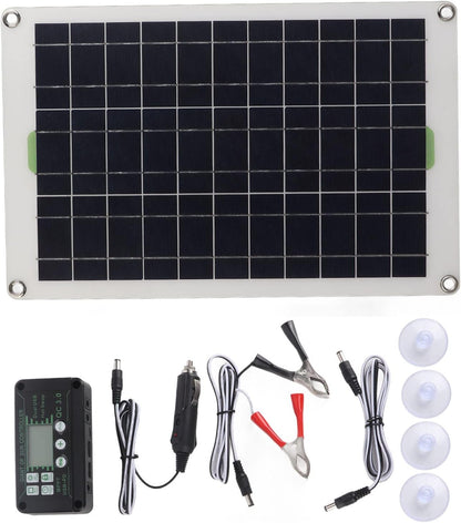 50W 12V/24V Solar Panel Kit, Monocrystalline Solar Panel Starter Kit with 30A Solar Charge Controller & Solar Cables for Home, RV, Boat, Marine, Caravan, Camper, Off Grid System