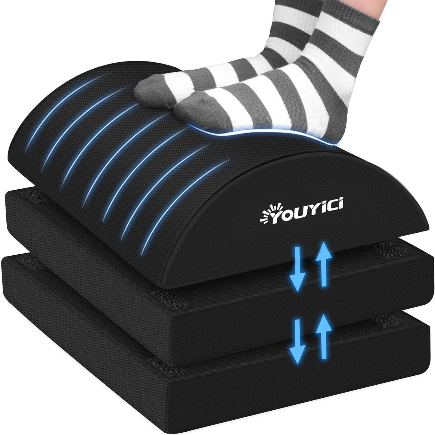 YOUYICI Foot Rest for Under Desk at Work, Gaming Accessories Foot Stool with 3 Adjustable Heights, Memory Foam Foot Rest Cushion Ergonomic Footrest for Office, Home and Car