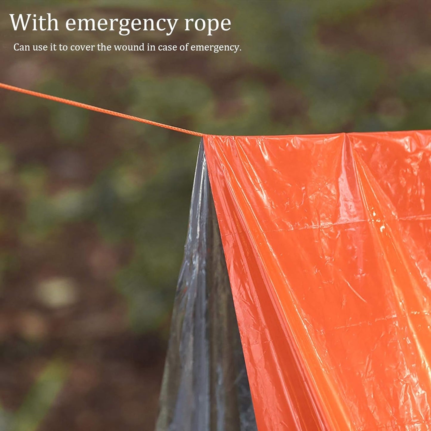 MOUMOUTEN Outdoor Camping Portable Emergency Tent, Aluminum Foil Composite Film Sleeping Bag Keep Warm Waterproof Orange Tent Shelter Survival Gear Space Blanket for Hiking Climbing