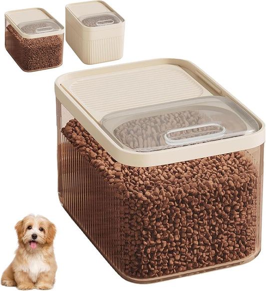 Airtight Dog Food Storage Container with Measuring Cup, Clear Pet Food Storage Bins, Up to 30 lbs, Large Pet Dry Foo𝖽 Storage Bins for Dog Cat Bird and Other Pe𝗍 Foo𝖽 (Clear,Large)