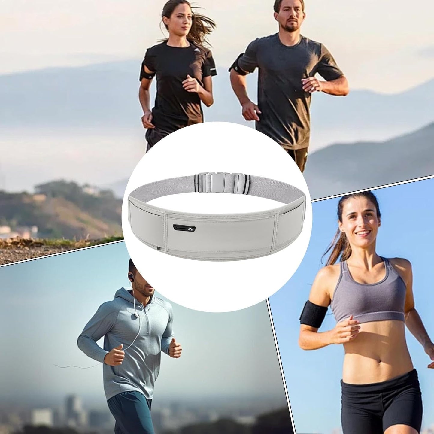 Running Phone Belt, Breathable Fanny Bag, 18,9 x 3,93 in Workout Gear, Adjustable Fit Fitness Waist Pouch, Water Bottle Holder for Athletes, Adventurers, Esercizio, grigio, Se référer au descriptif,