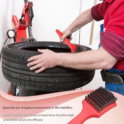 Car Wash Wheel Rim Brush, Steel Wire Wheel Cleaner Brush, Car Wheel Cleaning Brush, Heavy Duty Tire and Upholstery Cleaning Brush, Short Handle Tire Cleaner for Car Detailing