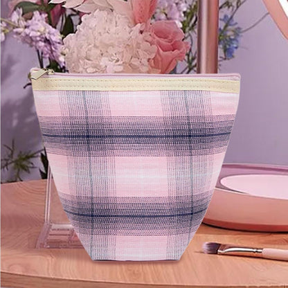 Travel Bag Stripes, Zipper Makeup Pouch, 6.69 x 5.71 x 2.95 Inches, Cosmetic Storage Organizer, Water Resistant Inner Lining for Women Travels and Daily Accessories, Multicolour, pink, Please refer to