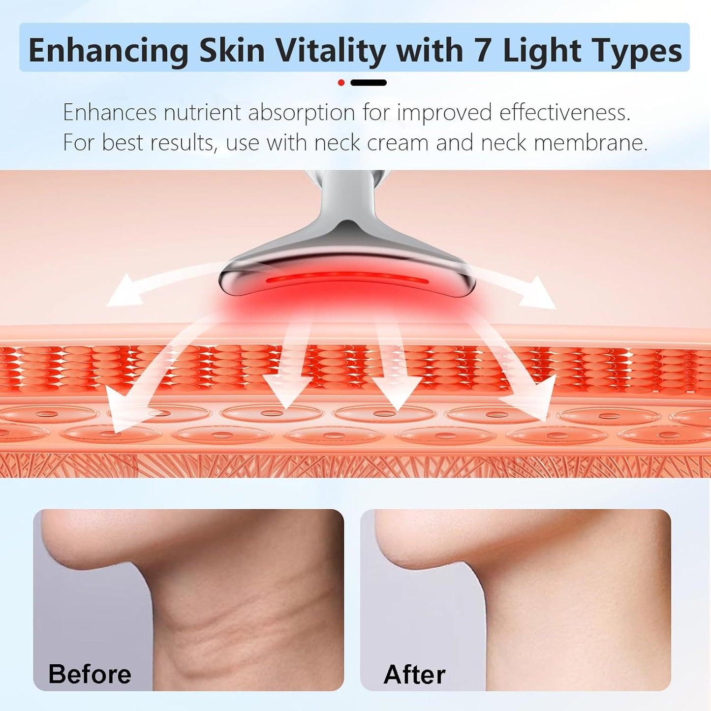 Neck Face Beauty Device, Face Neck Massager for Skin Care, Vibration Face Massager, 7 Color 3 in 1 Face Sculpting Tool Facial Massager