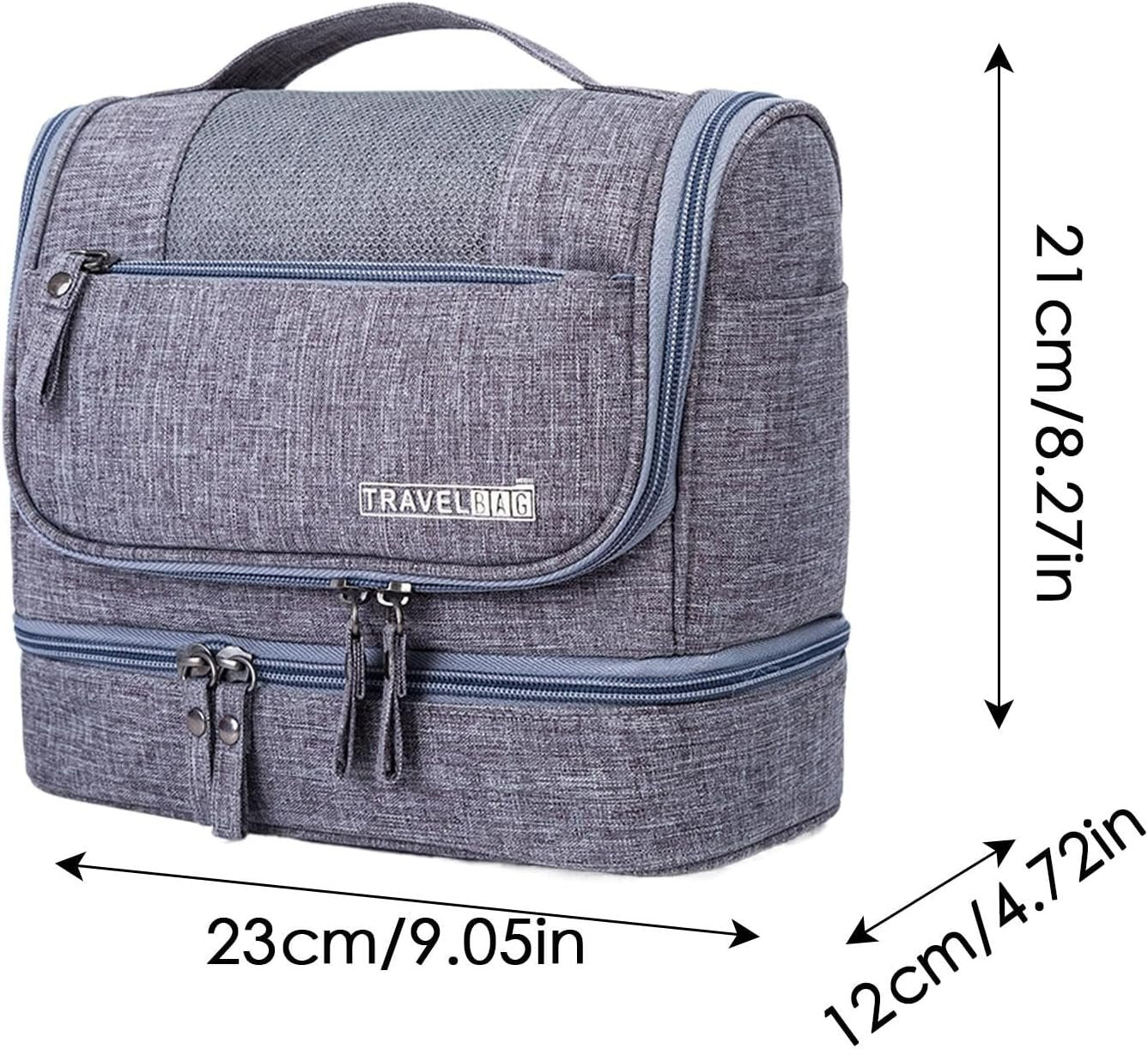 Travel Storage Bag, Compact Travel Organizer, Home Travel Organizer, Toiletry Storage Bag, Travel Hygiene Kit, Wet Dry Organizer, Travel Bag Storage With Hook for Home Travel, Gray, riferimento