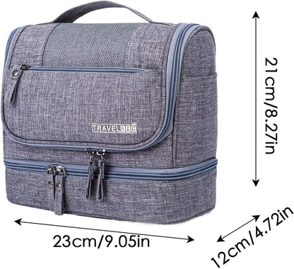 Travel Storage Bag, Compact Travel Organizer, Home Travel Organizer, Toiletry Storage Bag, Travel Hygiene Kit, Wet Dry Organizer, Travel Bag Storage With Hook for Home Travel, Gray, riferimento