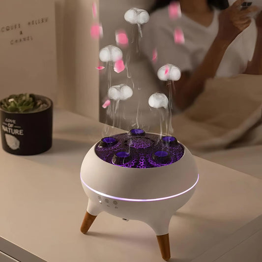 Jellyfish Essential Oil Diffuser – Volcano Mist Air Humidifier with 7 LED Colors, Remote Control & Timer, Creative Aromatherapy Diffuser for Bedroom, Office, Gifts