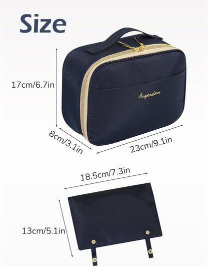 Travel Makeup Bag, Portable Cosmetic Bag, Toilet Bag, Fashionable and Detachable, Large Capacity Handheld Makeup Storage Bag Toiletry Jewelry Accessories for Women Girls, Traveler (Blue)