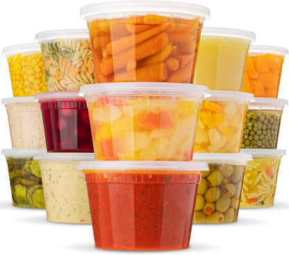 Deli Containers With Lids - [40 Pack] - (16 Oz) - Soup & Food Storage Containers Takeout To Go - Storage and Freezer Airtight Plastic Containers - Microwave (Not Lids), Freezer & Dishwasher Safe