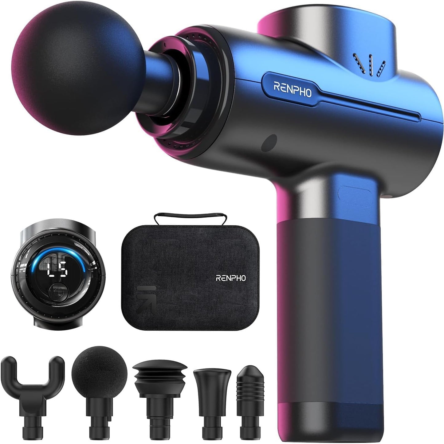 Massage Gun, RENPHO Deep Tissue Massage Gun, Back Massage Gun with USB C Charging for Muscle Massage Relaxation, Best Gift for Family, Black