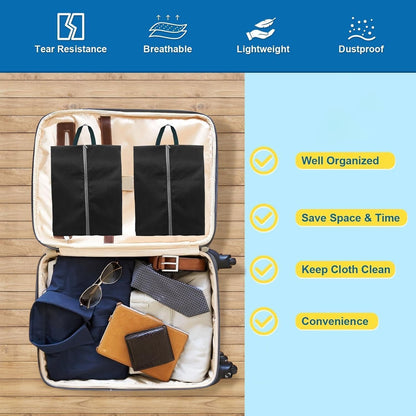 6 x Travel Shoe Bags, Waterproof Dust Bags for Shoes, Shoe Bag with Handle Zip for Shoes, Separating Shoes and Clothes, Portable Travel Accessories, Black+Green+Blue, Footwear Bag