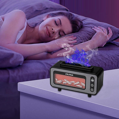 Portatile USB Umidificatore, Fireplace Aromatherapy Diffuser, Soothing Flame Light, 200 ml Quiet Mist Output for Bathroom, Yoga, Car, Nursery, Hotel, Living Room, 8.27 x 3.15 x 4.65 Inches