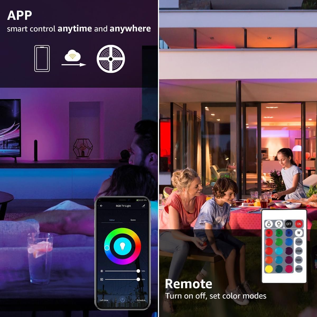 LE Smart Led Lights, 32.8ft(16.4ft*2) 300 LEDs WiFi LED Strip Lights, APP Control Smart LED Light Strip, Work with Alexa and Google Assistant, Non-Waterproof, No Hub Required(Only 2.4G WiFi Supported)