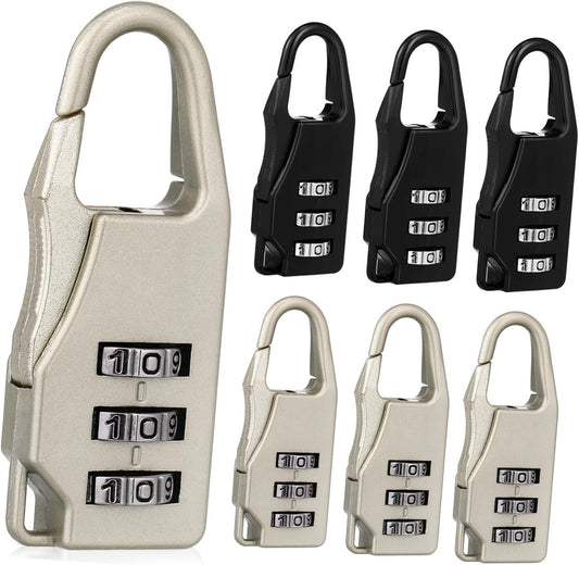 COLLBATH 6pcs Zinc Alloy Combination Padlocks Portable Password Locks for Luggage Suitcase and Cabinets Black Silver Durable Travel Locks with Code for Enhanced Security
