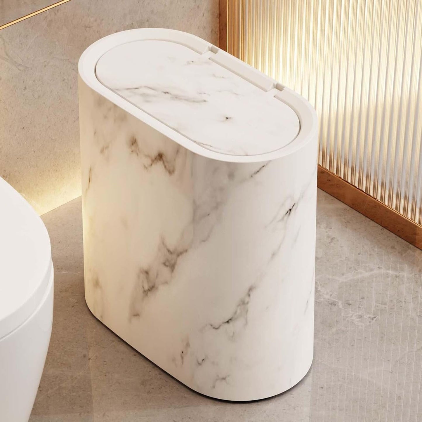 Small Bathroom Trash Can,Space-Saving Trash Can with Lid Bathroom | Compact Dustbin Lidded Waste Basket for Indoor Kitchen Toilet Home Bedroom Laundry