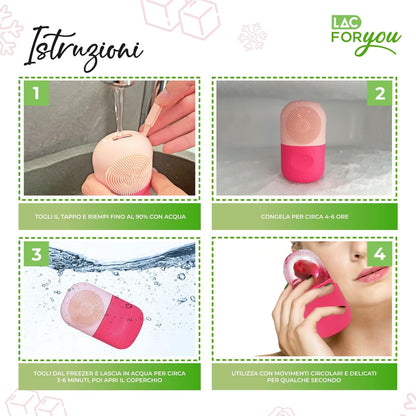 LAC FOR YOU Ice Roller Face – Ice Roller + Face Cleaning Brush – Skincare Accessories to Reduce Swelling and Shrink Pores