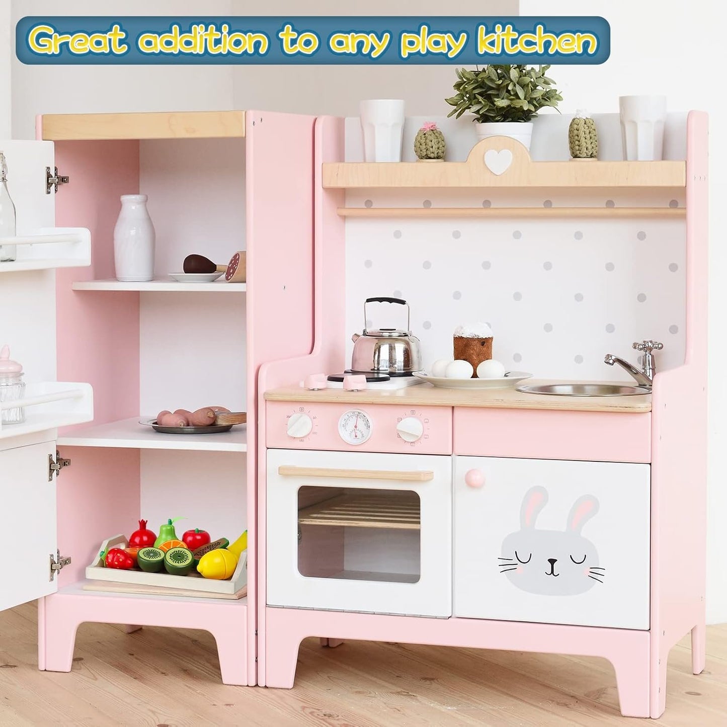 CARLORBO Wooden Toys for 2 Year Old- Pretend Play Food Set for Kids Play Kitchen,9 Cuttable Toy Fruit and Veg with Wooden Knif and Tray,Gift Idea for Boy Girl Birthday