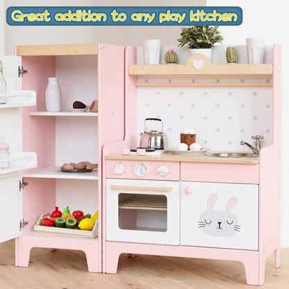 CARLORBO Wooden Toys for 2 Year Old- Pretend Play Food Set for Kids Play Kitchen,9 Cuttable Toy Fruit and Veg with Wooden Knif and Tray,Gift Idea for Boy Girl Birthday