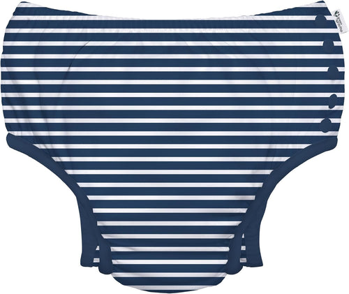 Green Sprouts i Play. by Baby Reusable Swim Diaper, Navy Stripe, 3T