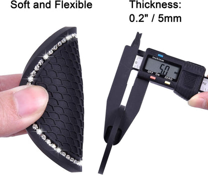 Bling Car Coasters, Wisdompro 4 Pack PVC Car Cup Holder Insert Coaster - Anti Slip Universal Vehicle Interior Accessories Crystal Glitter Cup Mats for Women and Men(2.75" Diameter, Black)