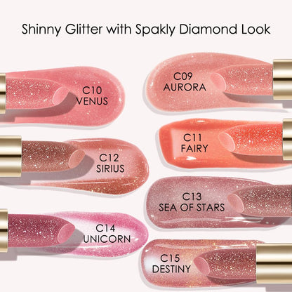 CATKIN Tinted Lip Balm Glitter Lip Stain Ultra Hydrating Lip Moistrurizer Chapstick with Vitamin E Nourishing For Cracked & Dry Lips 0.12 oz C10 Venus - Peach Pink