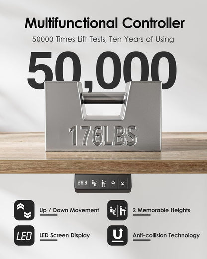 BEXEVUE Standing Desk, Height Adjustable Electric Desk, 47 x 24 Inches Adjustable Desk, Small Computer Home Office Desk with Splice Board (Maple)