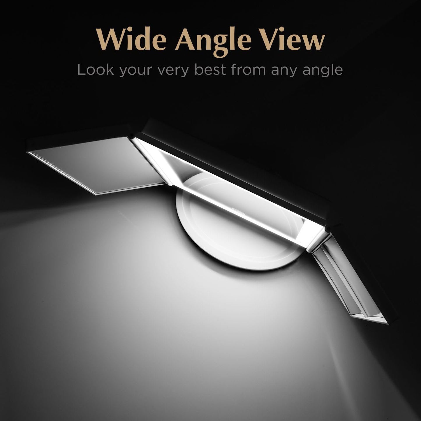 Fancii LED Lighted Vanity Makeup Mirror, Trifold Mirror with 5X and 10x Magnifications - 34 Dimmable Natural Lights, Touch Screen, Best Adjustable Countertop Mirror with Cosmetic Stand (Tria)