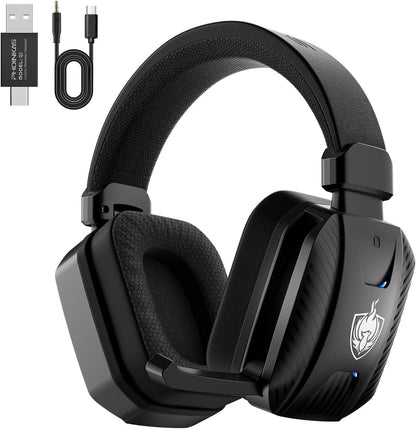 YOTMS 2.4GHz Wireless Gaming Headset for PS5, PS4, PC, Switch, Over Ear Gamer Headphones with Noise Canceling Mic, 7.1 Surround Sound, 30+Hr Battery, Bluetooth 5.3 for Phone/Laptop/Tablet/Mac (Black)
