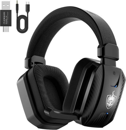 YOTMS 2.4GHz Wireless Gaming Headset for PS5, PS4, PC, Switch, Over Ear Gamer Headphones with Noise Canceling Mic, 7.1 Surround Sound, 30+Hr Battery, Bluetooth 5.3 for Phone/Laptop/Tablet/Mac (Black)