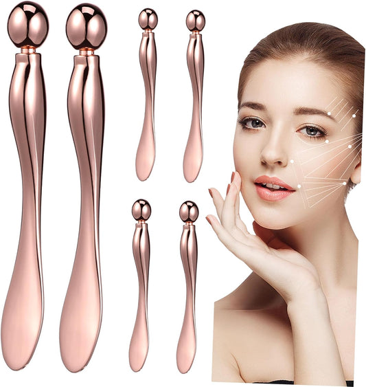 Mipcase 6Pezzi Applicatore per Crema per Occhi Spatola Metallo con Massaggiante Strumento per Routine Della