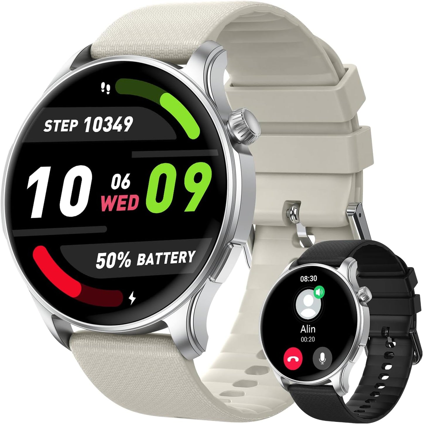 Smartwatch Men Women Fitness Watch: Bluetooth Waterproof Call Answer Digital Smart Watch Tracker Spo2 Sports Heart Rate Monitor Calorie Pedometer for iOS Android Silver29