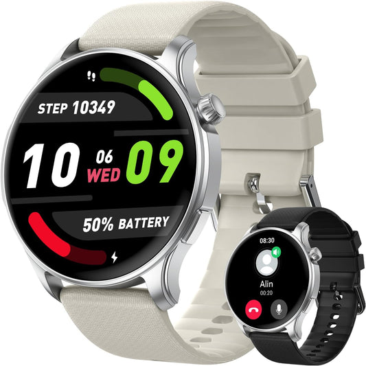 Smartwatch Men Women Fitness Watch: Bluetooth Waterproof Call Answer Digital Smart Watch Tracker Spo2 Sports Heart Rate Monitor Calorie Pedometer for iOS Android Silver29