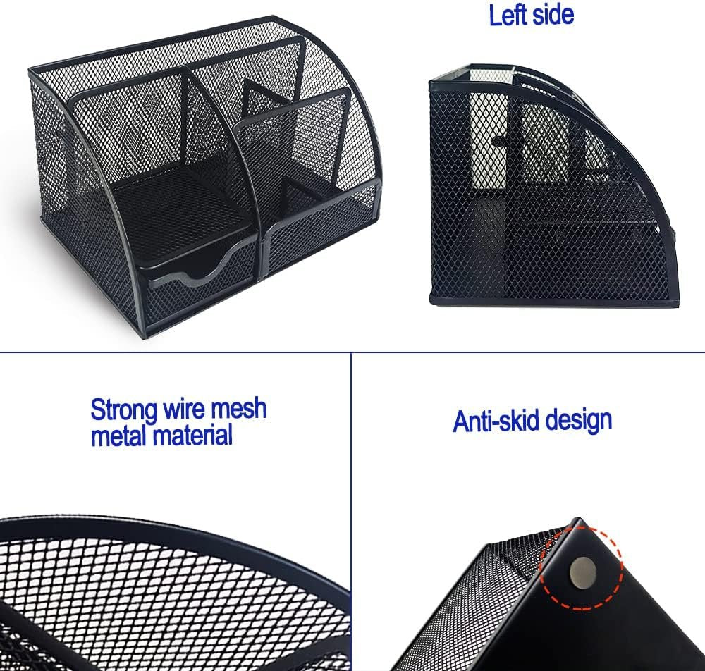 Pencil Holder for Desk, Metal Mesh Stationary Desktop Organizer, Strong Pen Holder Pencil Holder for School, Office and Home Desktop Accessories storage (Black)