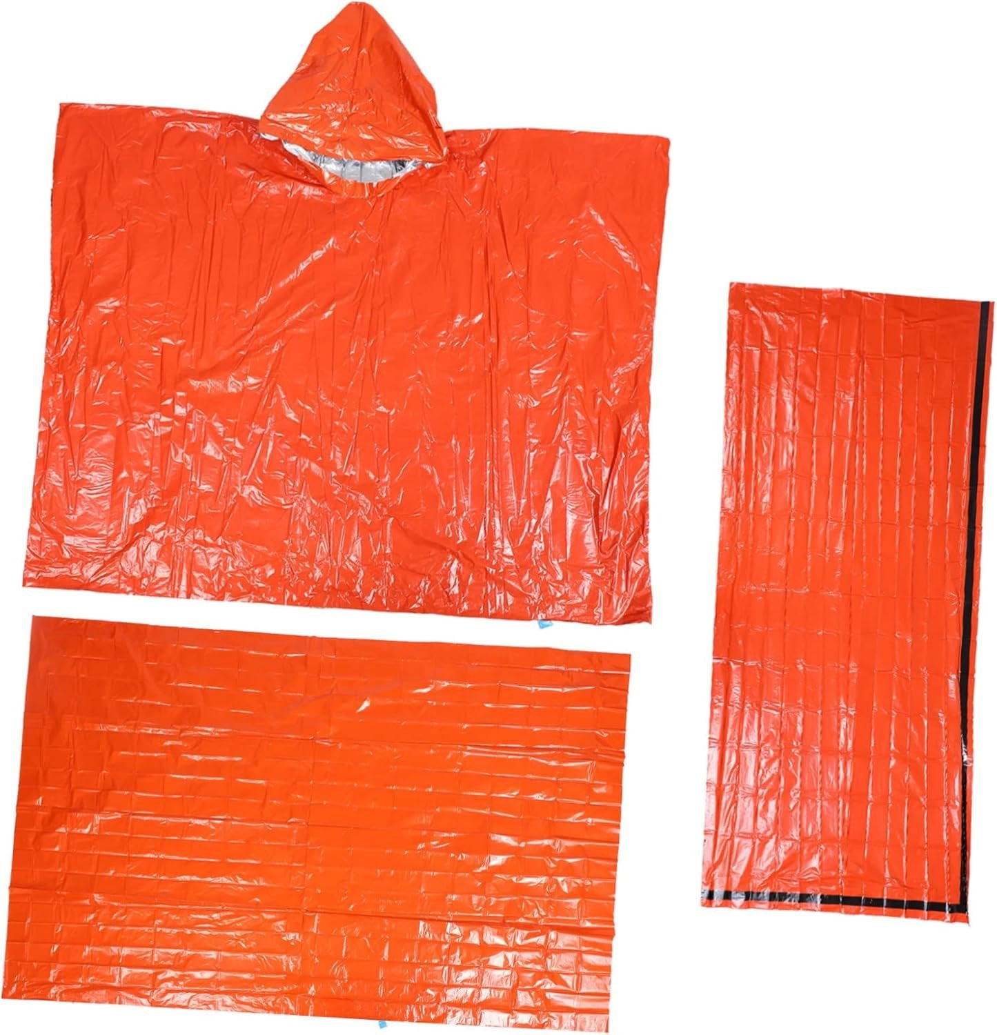 Parliky 1 Set Emergency Survival Pe Thermal Blanket Raincoat Tent for Camping Hiking Outdoor Use Portable Lightweight Insulation