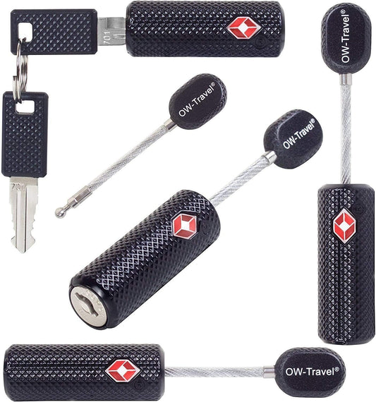 OW-Travel TSA Approved Luggage Locks - 4 Pack Black Barrel Padlock Key - Heavy Duty Zinc Alloy - Suitcase, Zipper, Bag, Case, Backpack, Locker, Tool Box, Outdoor
