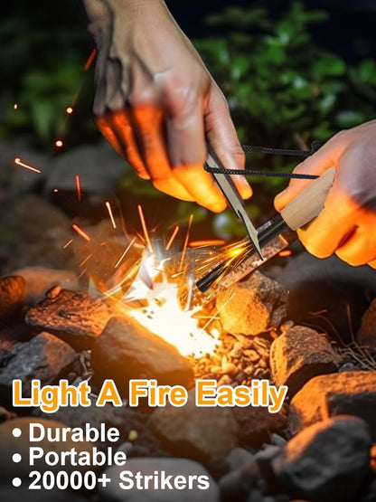 Fire Starter Survival Tool, Fire Starter Kit, Portable & Easy to Use, Fire Starters for Campfires Hiking Survival Training Gift (50 Fire Plugs Set/Wick Hemp Rope and Bag Set)
