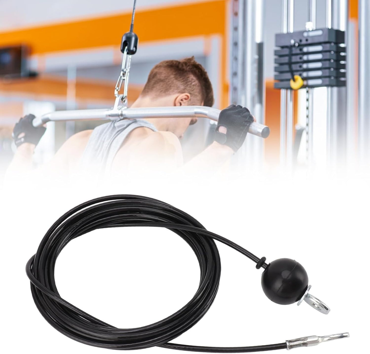 Fitness Pulley Cable, Heavy Duty Steel Wire Rope for Home Gym Cable Pulley Machine Accessories, Home Gym Cable Pulley System Replacement Fitness Cable