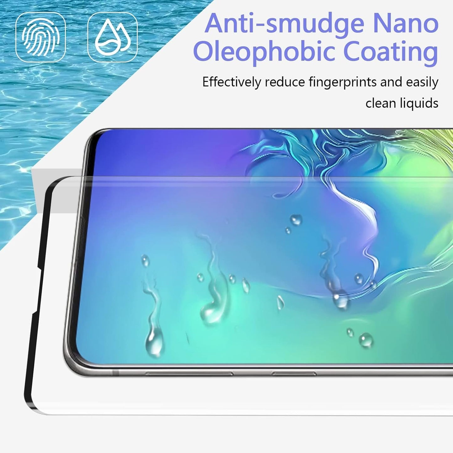 [2 Pack] JEHOO Screen Protector for Samsung Galaxy S10, Support Fingerprint 9H Tempered Glass Film for Samsung S10, Easy Installation, Bubble Free