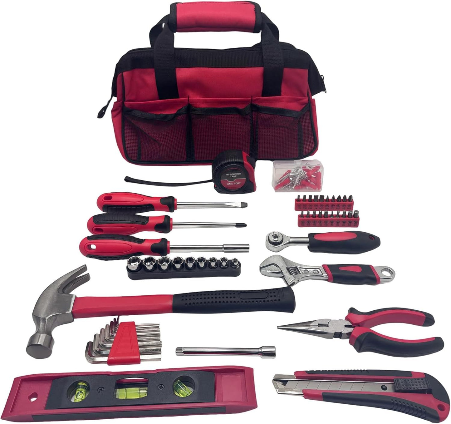 KCTXIPE Portable Household Tool Kit for Women & Beginners - 12" Starter Tool Set with Durable Bag, Ideal for Home, Apartment, Dorm, Office, and DIY Projects