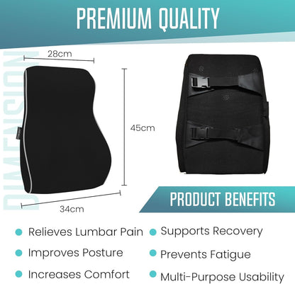 [2025 NEW] ZIVASKA Lumbar Support Pillow | Memory Foam Back Cushion for Back Pain Relief | Improves Posture | Mesh Cover |Double Adjustable Straps | For Office, Gaming Chairs, Car Seats, Recliners (2)