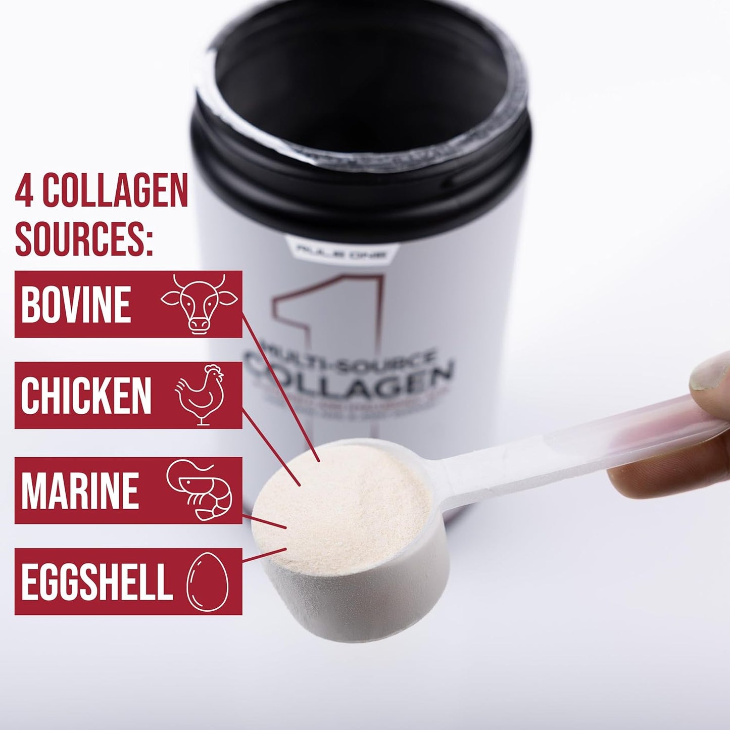 Rule1 R1 Multi-Source Collagen Hair Skin Nail & Joint Support Supplement 306 g, Unflavoured (30 Servings)